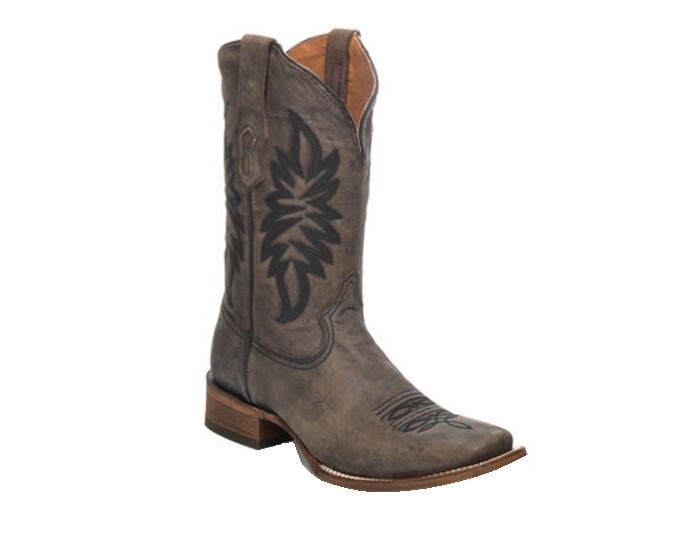 Coral Hombre Punta Cuadrada Marrón Antiguo Bordado Cowboy Oeste botas A3261 Coral Hombre Punta Cuadrada Marrón Antiguo Bordado Cowboy Oeste botas A3261