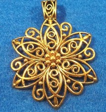 4Pcs. Tibetan Antique Gold FLOWER Charms LARGE Pendants Jewelry Findings FL19