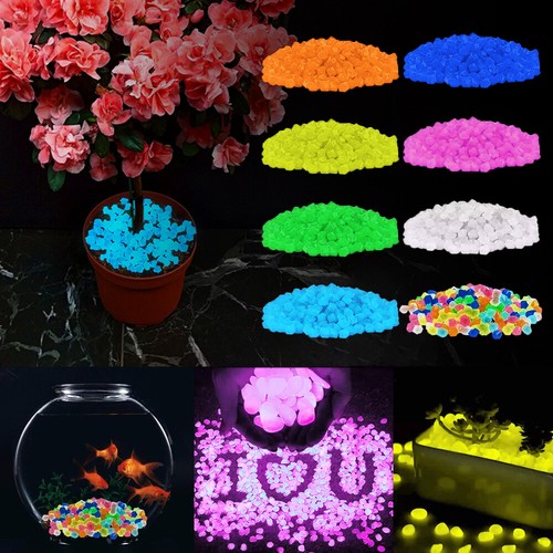 300PCS Glow in Dark Pebbles Garden Glowing Rocks Fish Tank Luminous Stones Gift
