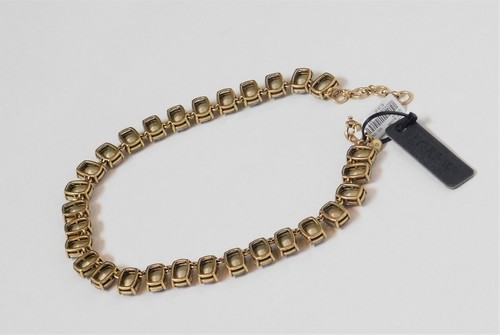 J. Crew Shimmery Amber Rhinestone Rectangle Statement Necklace NWT - Picture 12 of 14