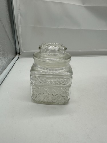 Vintage Anchor Hocking Wexford Klar Kanister Klein Vorratsglas 4 1/4" mit Deckel