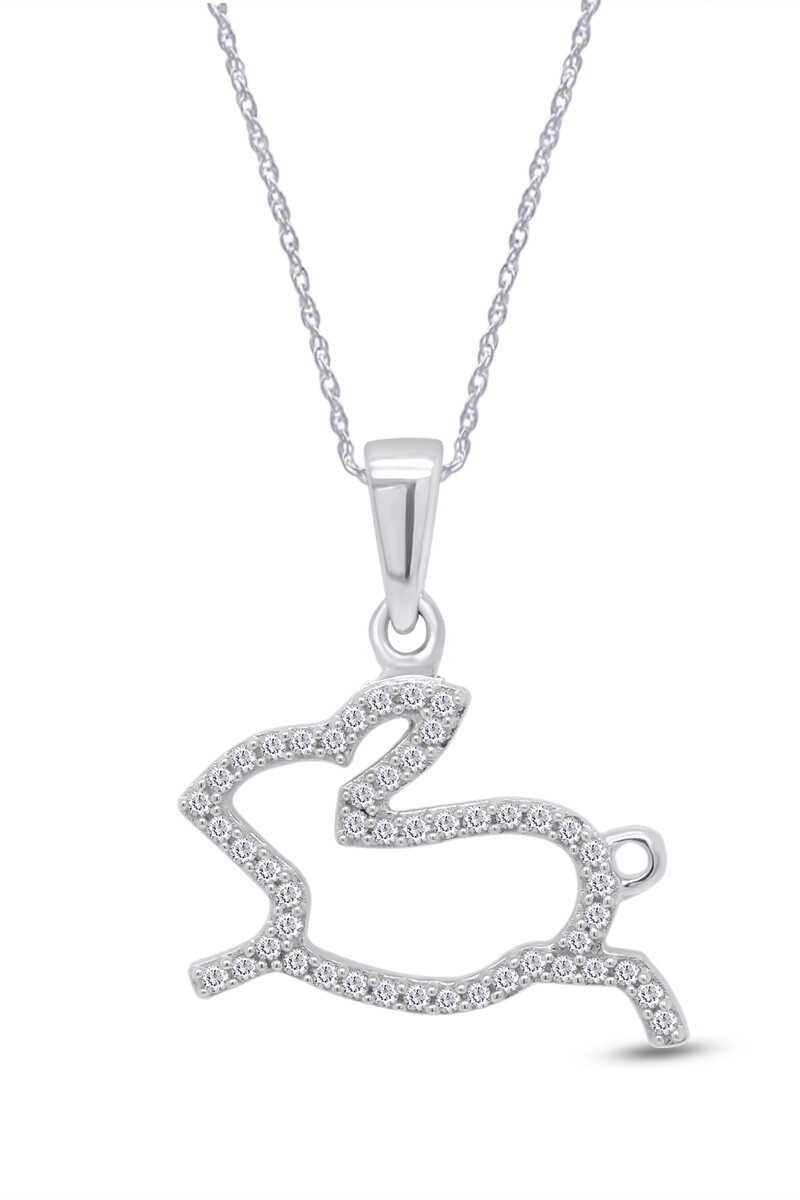 Reindeer Diamond Pendant Rhodium on Sterling Silver 1/6 CTW Reindeer Diamond Pendant Rhodium on Sterling Silver 1/6 CTW