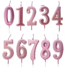 Number Candles 0-9 Pink Cake Toppers Anniversary Birthday Party Cake Decoration