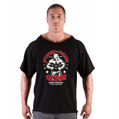 Men's T Shirts Fitness Men Bodybuilding Shirt Batwing Sleeve Rag Shirt Gym - Picture 30 of 51