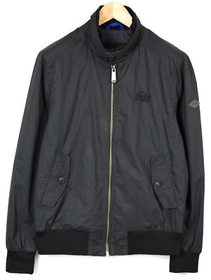 SUPERDRY Jacke Herren L (LARGE) Dunkelblau Gepunktet Aufdruck Taschen Leicht