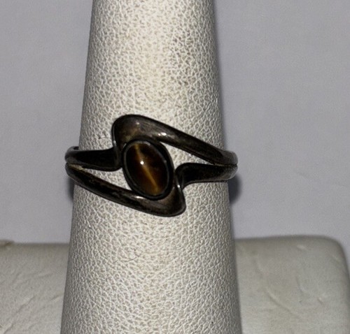 Vintage Sterling Silber Ring Tigerauge 6,75