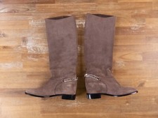  NO CUSTOMS TAX CHRISTIAN LOUBOUTIN Cate Boot beige suede knee high boots 5.5