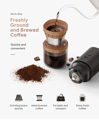 Mini amoladora eléctrica máquina oficina cafetera portátil prensa francesa de viaje - Imagen 21 de 27