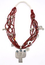 DON LUCAS 6 STRAND RED BEAD CACTUS NECKLACE AND BRACELET