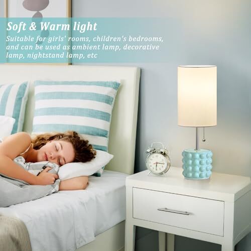 Ceramic Table Lamp Set of 2, 3Color Temperature Ceramic Lamp Pull
