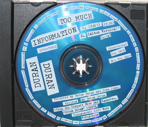 DURAN DURAN CD Too Much Information USA 2 Trk PROMO w/ Artwork+ TOUR Sticker NEW - Picture 4 of 7