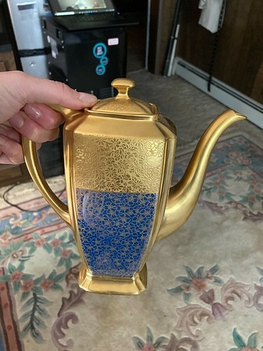 VINTAGE Pickard China BLUE & GOLD COMPLETE 5 PCS SET FOR SERVING COFFEE & TEA - Picture 8 of 9