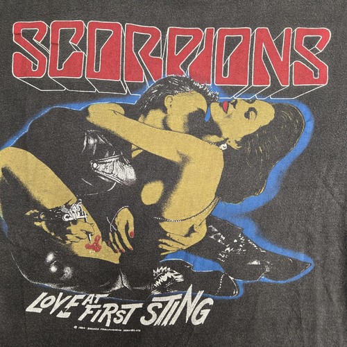 Vtg 1984 Scorpions World Tour T-Shirt L Love At First Sting Black Euro Band 80s - Picture 6 of 15