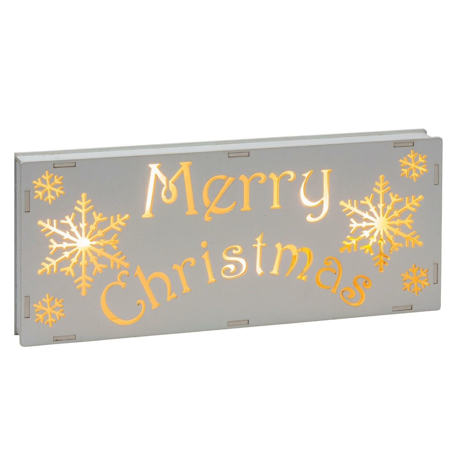 Frozen Forest Merry Christmas Light Box White Snowflake Xmas Plaque Decoration