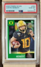 🔥2020 Panini Score Football #362 Justin Herbert RC PSA 10 Low Pop Clean Case📈