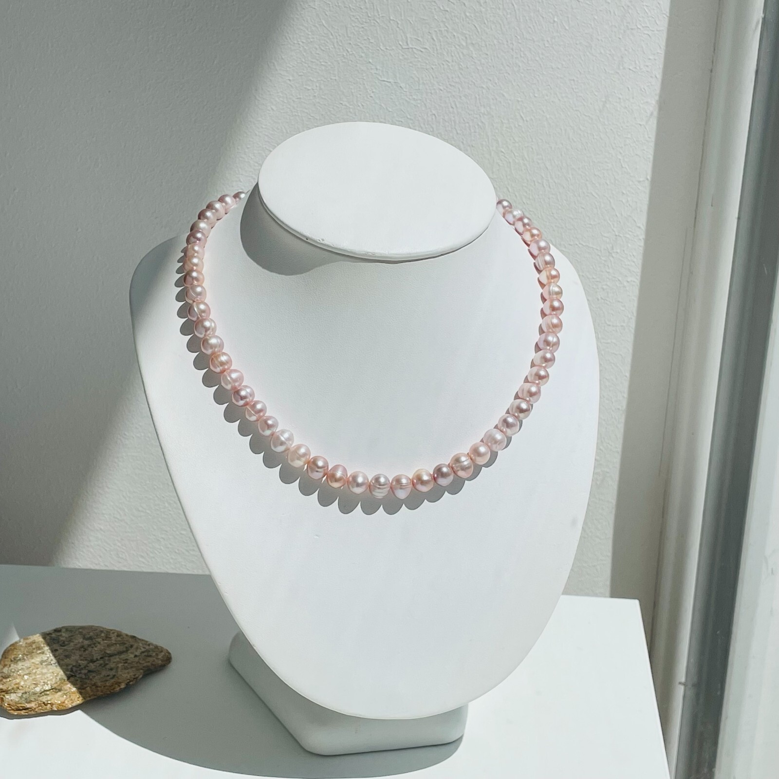 Collier argent perles de culture d'eau douce roses, le cadeau idéal pour femme modèle 1746