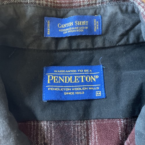 Pendleton Wolle Canyon kariertes Perlendruckknopfhemd Herren Med. Rot schwarz kariert 1982 Fehler - Bild 5 von 11