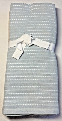 THYME & SAGE KITCHEN TEA TOWELS (3) BLUE BROWN WHITE DOTS TURKISH COTTON NWT