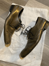 Dolce Gabbana Brown Leather Derby Shoes Loafers, Sz EU 42, W/Dust Bag, MP $1199