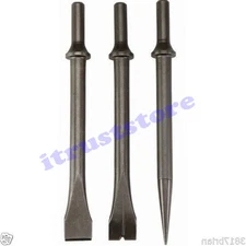 3PC EXTRA LONG BIT SET FOR AIR CHISEL PUNCH HAMMER TOOL FLAT TAPERED BOLT CUTTER
