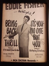 Eddie Fisher Bring Back The Thrill Rare Original Promo Poster Ad Framed!