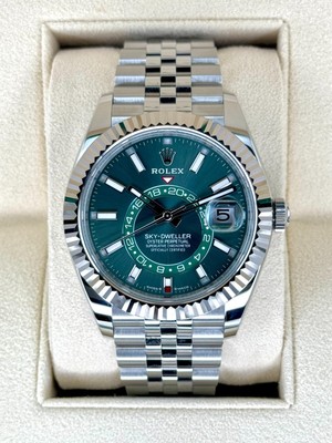 NEW 2024 Rolex Sky-Dweller 42mm 336934 Stainless Steel Jubilee Green Dial