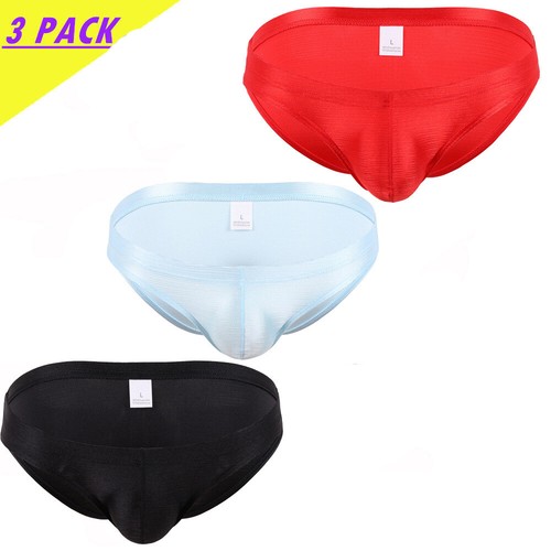 3PACK Mens Sexy Smooth Breathable Bikini Briefs Male Panties Low Rise Underpants - Picture 10 of 36