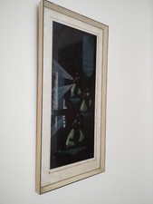 Ballroom Dancers Painted on Fabric Picture in Frame Signed