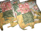 GREENLAND ANTIQUE CHIC GOLD GREEN PATCHWORK (2)TAB TOP CURTAIN PANELS 42X84