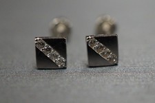 14K Solid White Gold Women Children 4.5MM Square With CZ Screw Back Earring.