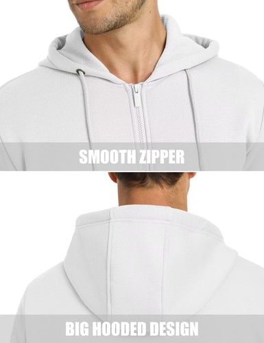 Men's Full-Zip Hoodie Long Sleeve Sweat Jacket Warm Fuzzy Coat Hooded Sweatshirt - Picture 151 of 152