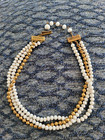 Vintage Choker Necklace -Triple Strand Beaded Choker Necklace — photo 8