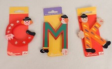 3 Sevi Hand Painted Wood Alphabet Letters VTG NOS Orange  K  Red "C"  Green "M"