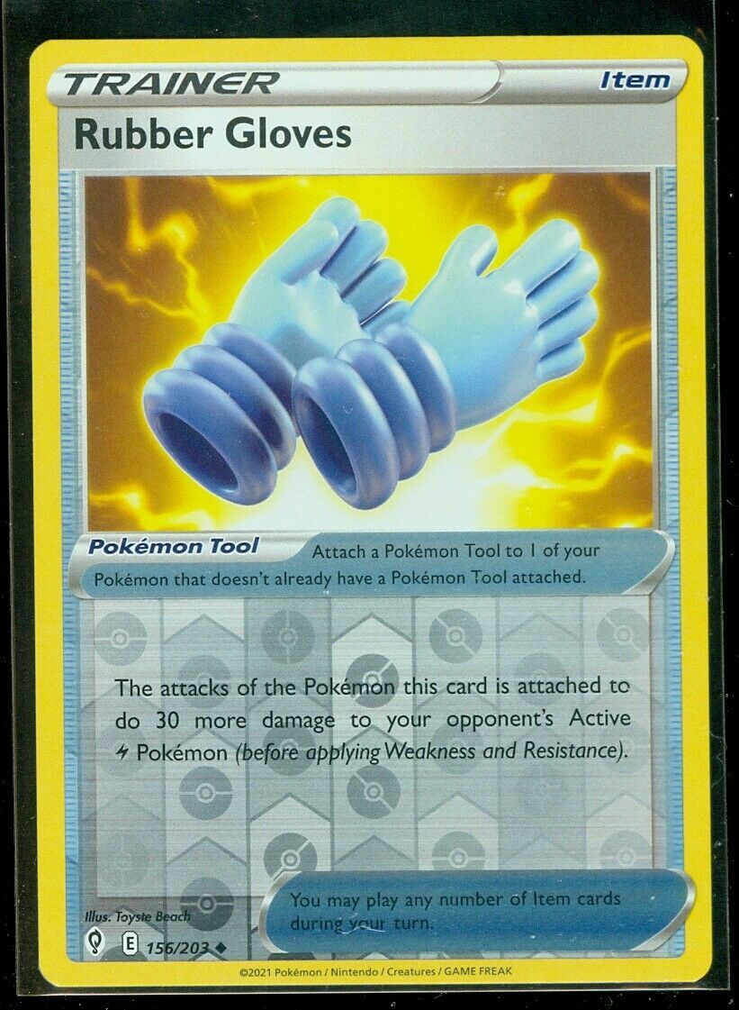 Pokemon - RUBBER GLOVES - 156/203 - REVERSE HOLO - Evolving Skies - New
