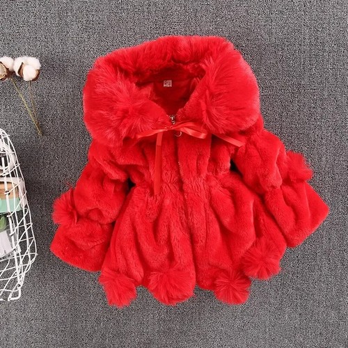 1-7 Year Baby Girls Jacket Autumn Winter Warm Faux Fur Coat For Girls - Picture 4 of 24