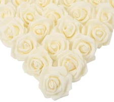 ✅ IPOPU Artificial Flowers Roses Heads, 100 Pcs Faux Flowers 100pcs Yellow