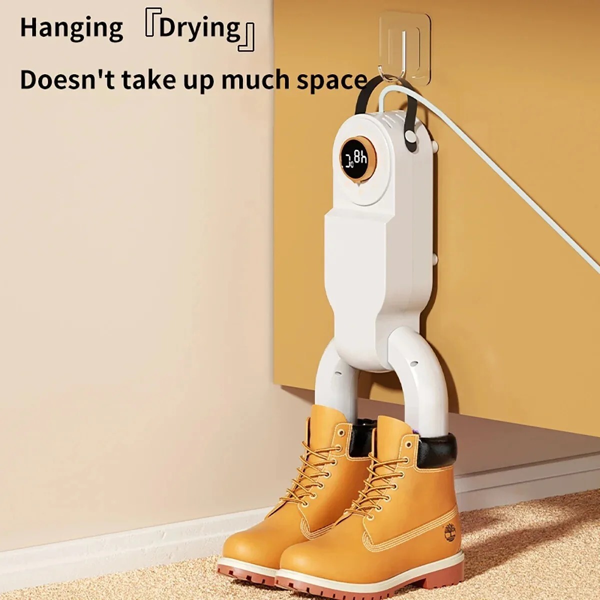 Sèche-Chaussures Soufflant Pliable avec Air Chaud 360 Degrés et Minuterie Rapide