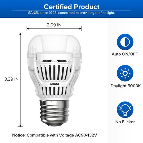 LED Light Bulb 800lm Outdoor Dusk to Dawn 8W=60W A15 5000K Daylight E26 2 Pack - Picture 9 of 10