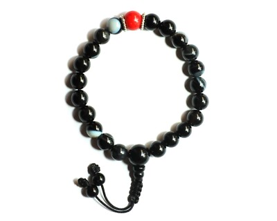 Best Quality Black Agate Wrist Mala, 8MM Buddhist & Tibetan Designed Bracelet