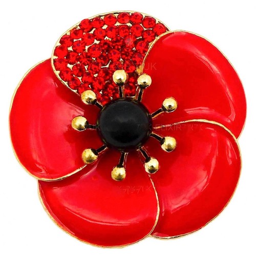 Red Brooches for Ladies Women Glass CZ Crystals Enamel Flower Pins Brooch Badges - Picture 27 of 63