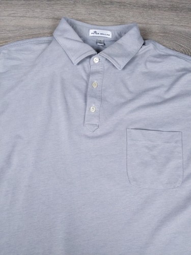 Polo Peter Millar uomo taglia L misto cotone elasticizzato grigia ricamata usata in ottime condizioni - Foto 2 di 10