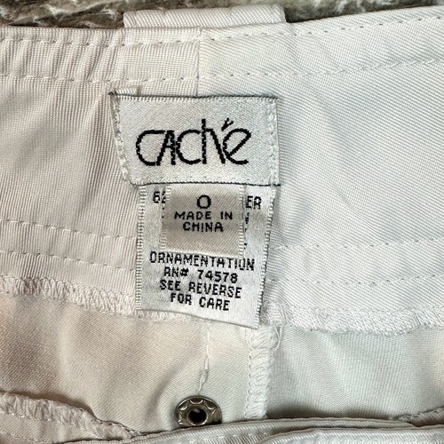 Cache Cargo Pants Womens sz 0 Crop Moto Vintage White Lowrise Y2K 90's - Picture 12 of 12
