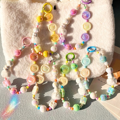 Phone Chain Hairball Beads Pendant Charm Hanging Rope Lanyard Strap Bag Deco YP3
