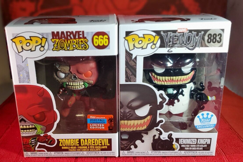 Funko Pop Marvel ZOMBIES - ZOMBIE DAREDEVIL #666 NYCC & VENOMIZED KINGPIN #883 - Picture 2 of 11
