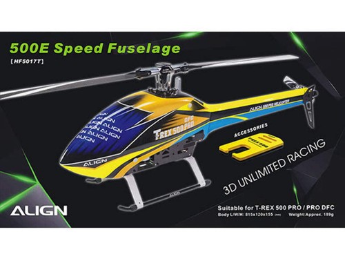 Align T-Rex 500E Speed Fuselage - Yellow/Blue : HF5017T - Picture 7 of 8