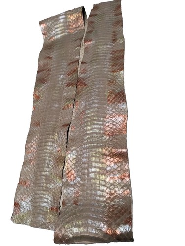 Metallic Soft Elaphe Snake Skin Leather Taupe 60" x 4.5" - Picture 2 of 5