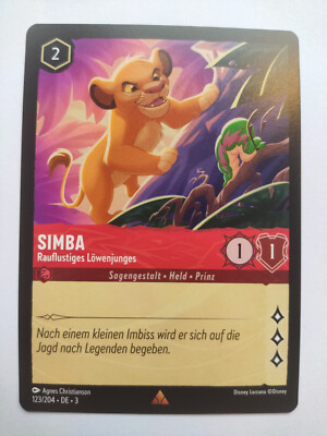 Disney Lorcana Karte Simba - Rauflustiges Löwenjunges 3INK 123/204 Rare Selten