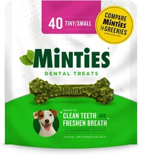 Dental Chews for Dogs, 40 Count, Vet-Recommended Mint-Flavored Dental Treats for