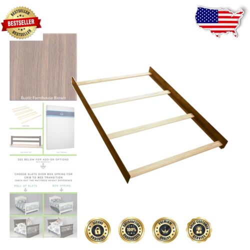 Easy Install Wood Bed Rails Conversion Kit - Fits Most Crib Models Rustic Brown