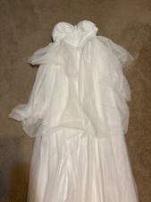 New! - SheIn Faeriesty Bright White sheer Detail Tube Wedding Dress Formal sz S